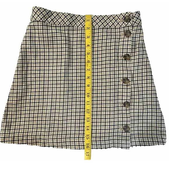H&M Divided Tan Black And White Mini Skirt Button Up Size 4 - Picture 2 of 5